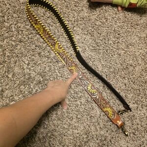 Myra Bag Brown and Yellow Embroidered Strap